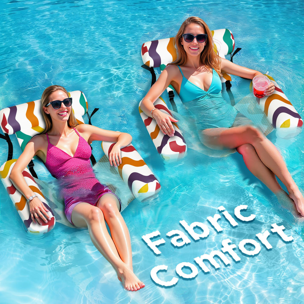 Funscape Rainbow Pool Float Chairs 2-Pack for shared lounging at the pool
