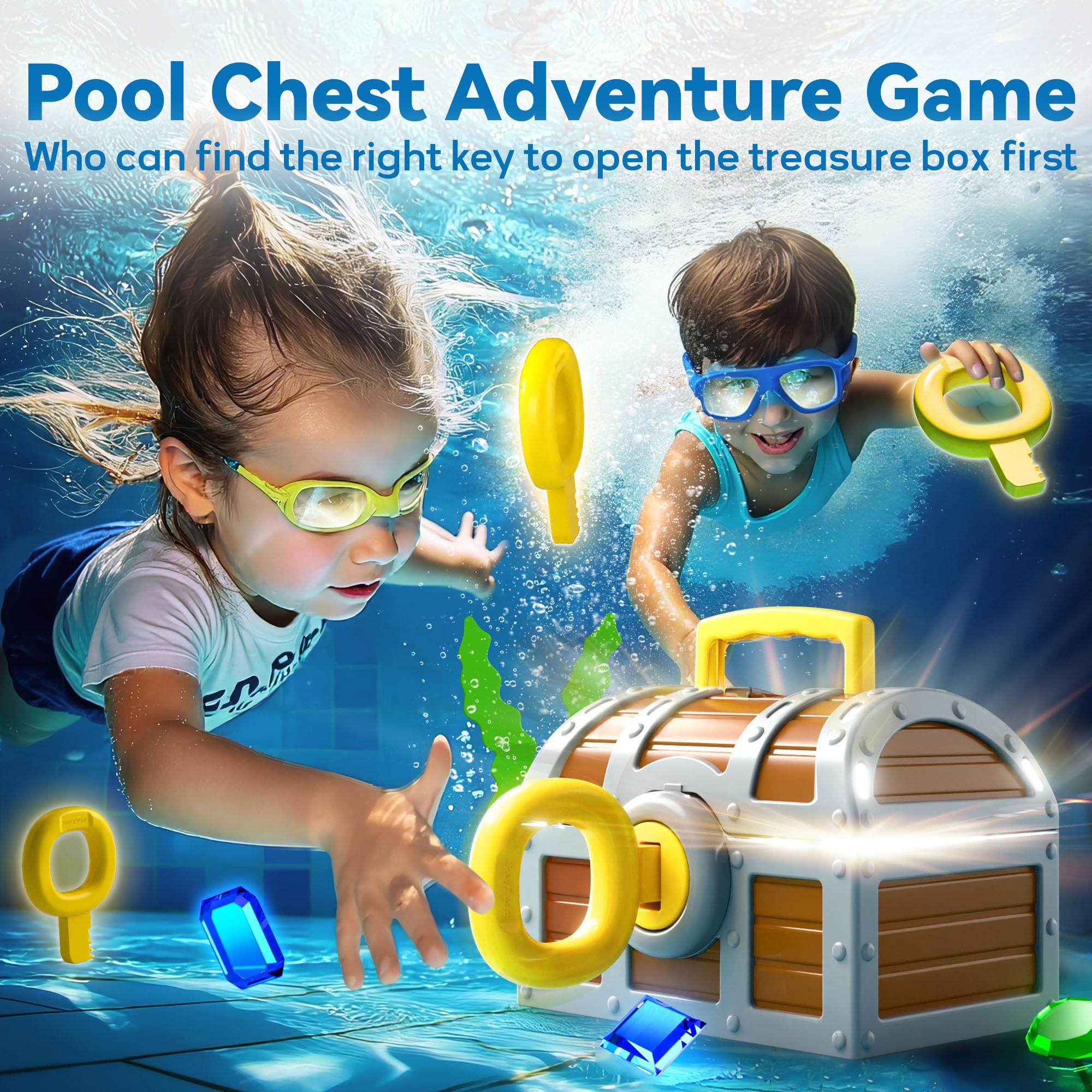 Funscape seaweed and fish figures add lifelike underwater ambience.
