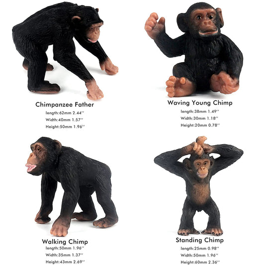FunShowcase gorilla-chimpanzee figures side view ideal for storytelling.