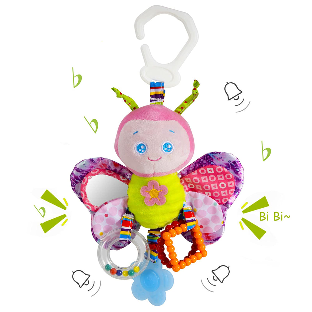 Funsland baby stroller toy with soft plush animal