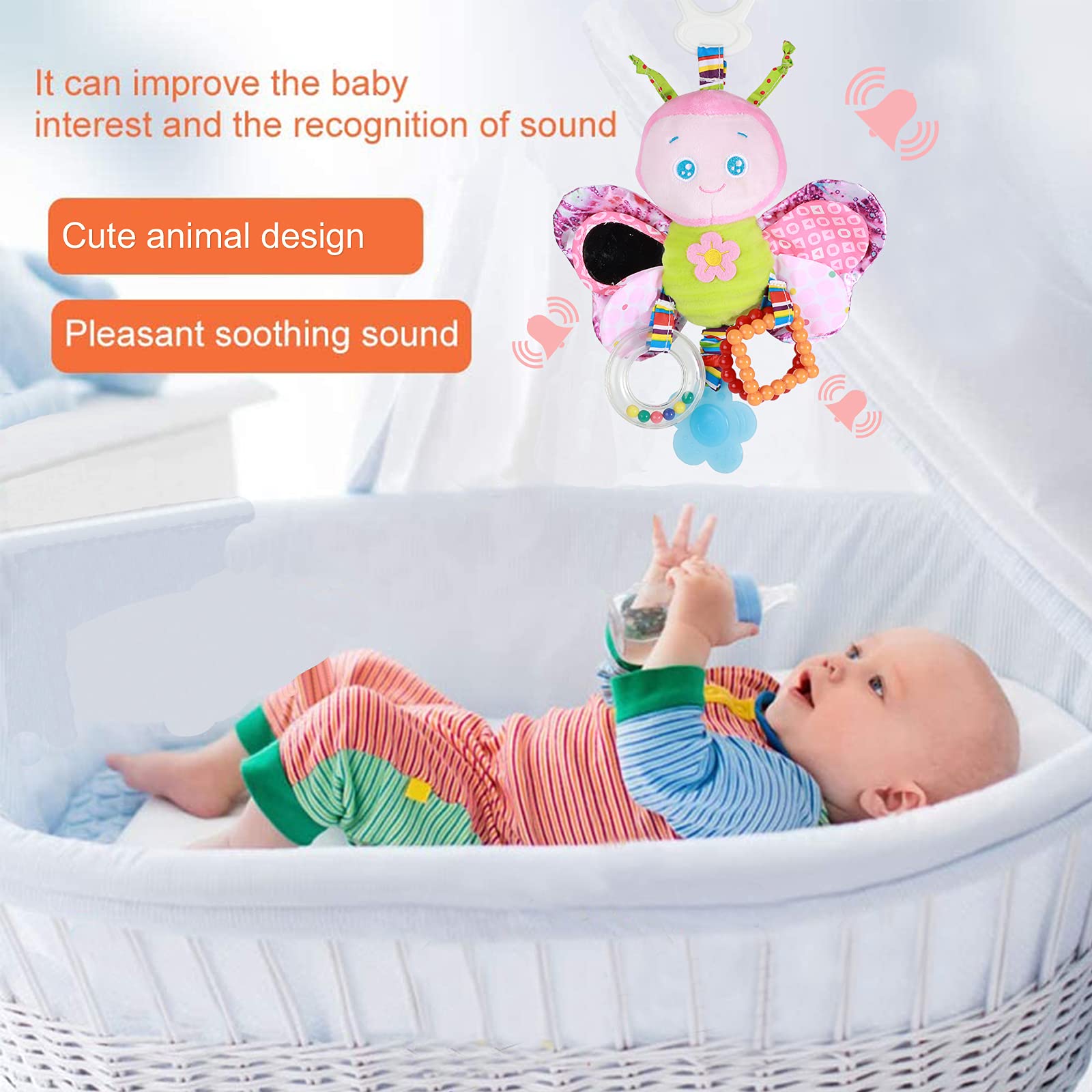 Funsland baby toy with crinkle wings for tactile play