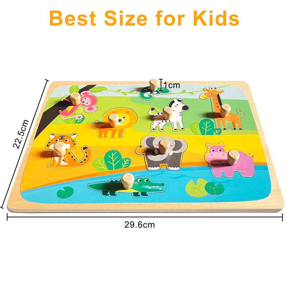 Easy-grip puzzle pieces from Funsland encourage coordinated hand movements