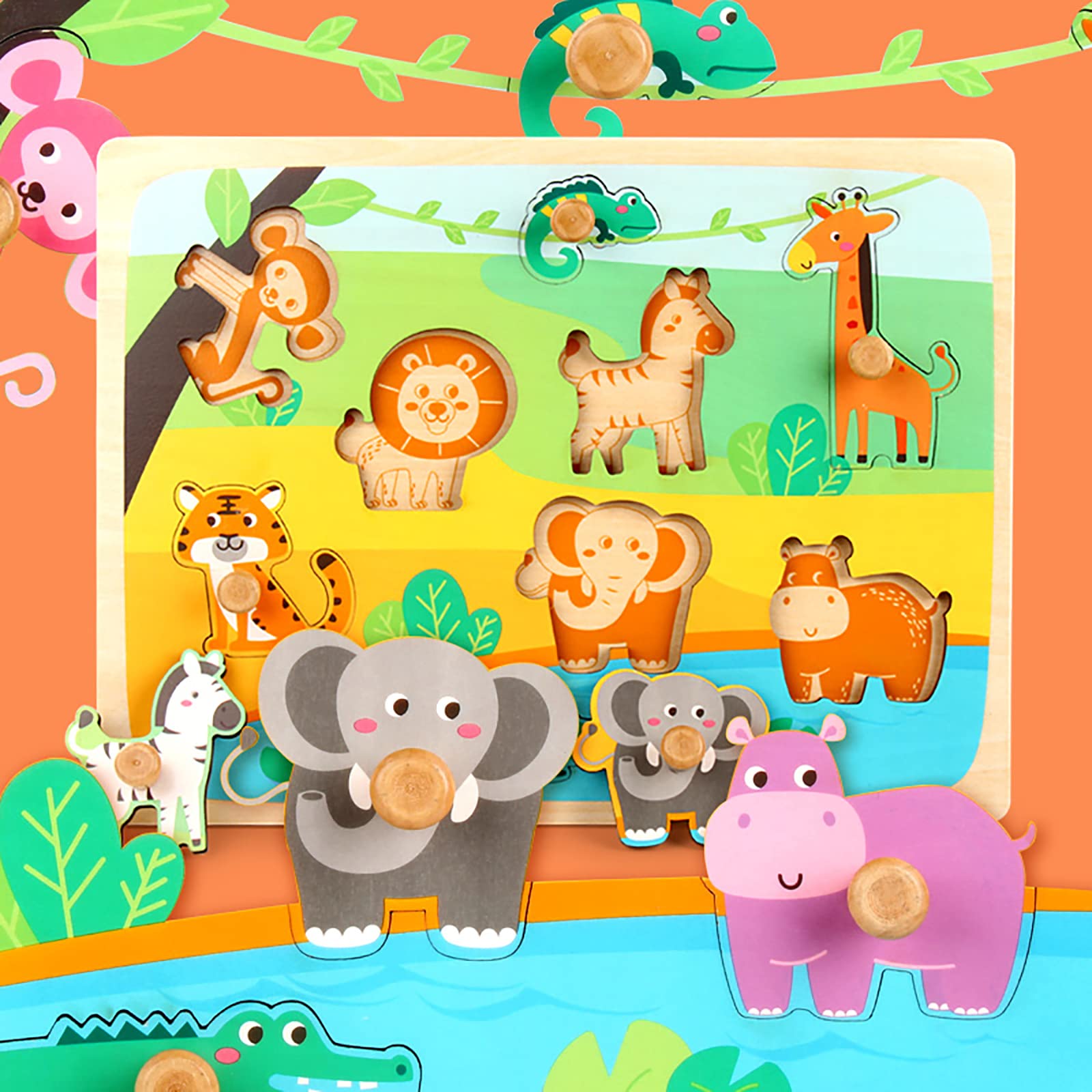Montessori-inspired Funsland wooden puzzle promoting independent exploration