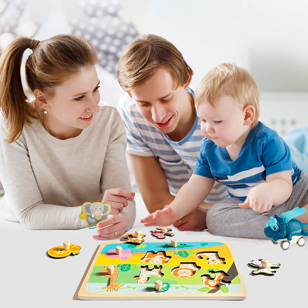 Funsland zoo animals puzzle with handles supports shape recognition and imaginative play