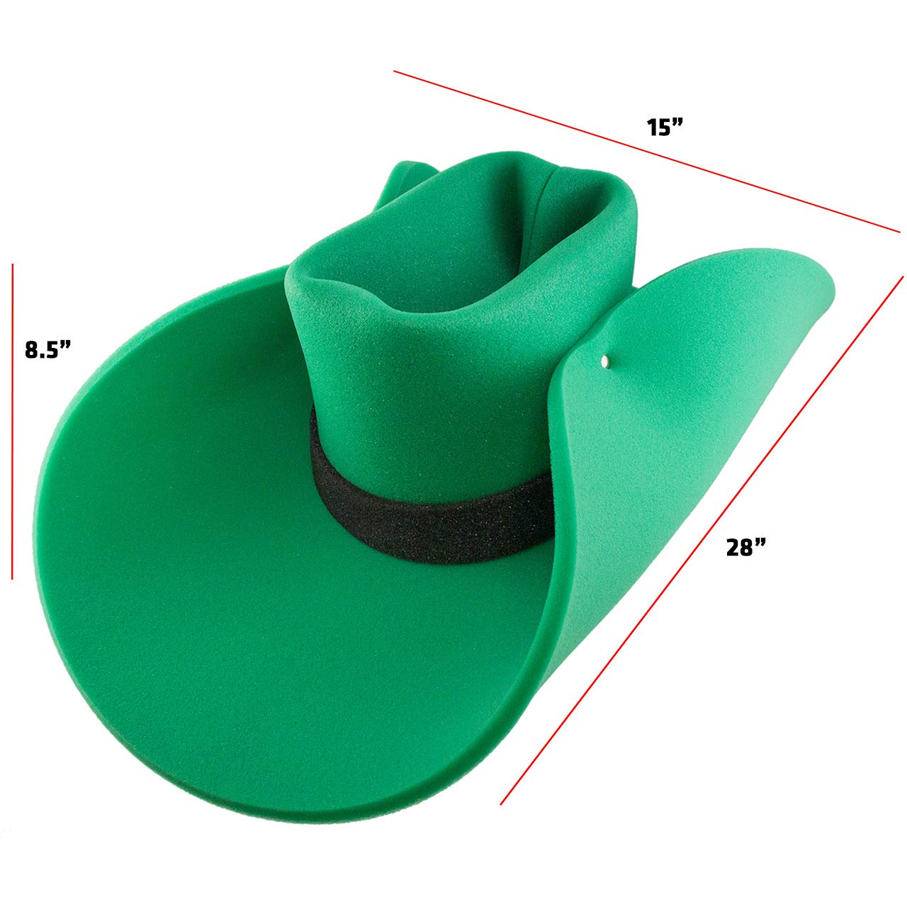 Funstitution large foam red cowboy hat worn for rodeo parties and karaoke nights.