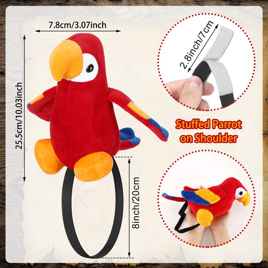 Funtery 10-inch pirate parrot plush suitable for cosplay and photos.