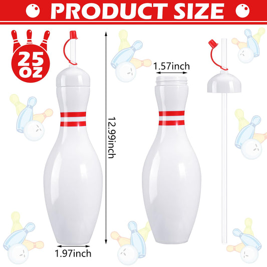 Funtery Bowling Cups lids and straws ready for spill-free sipping.