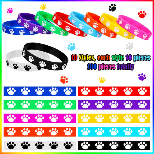 Funtery dog paw silicone bracelet close-up shows flexible, comfortable wear.