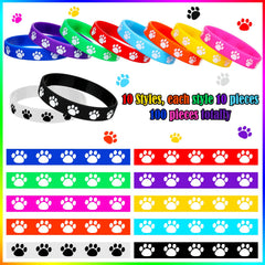 Funtery dog paw silicone bracelet close-up shows flexible, comfortable wear.