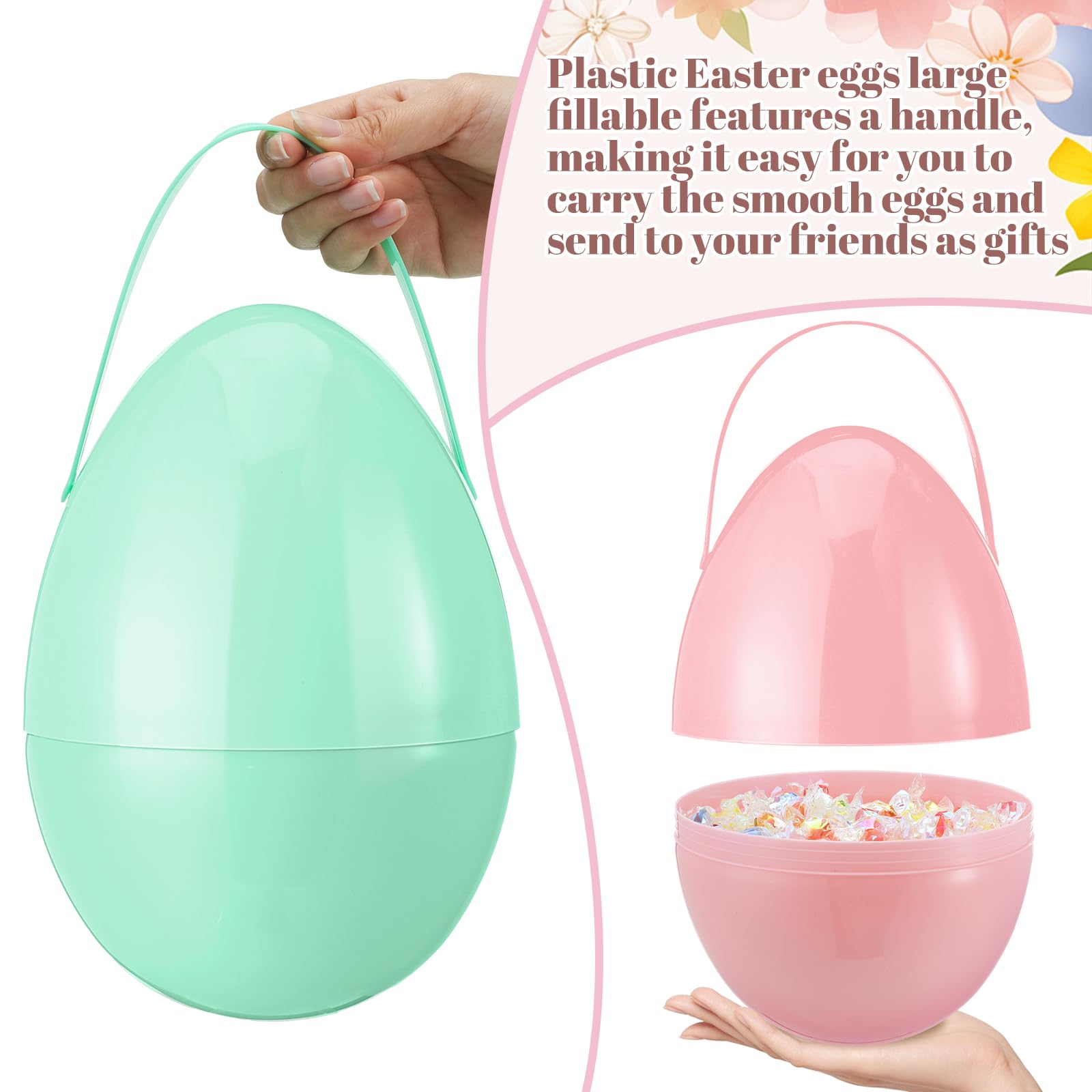 Funtery Easter egg basket display arranged as party decor.