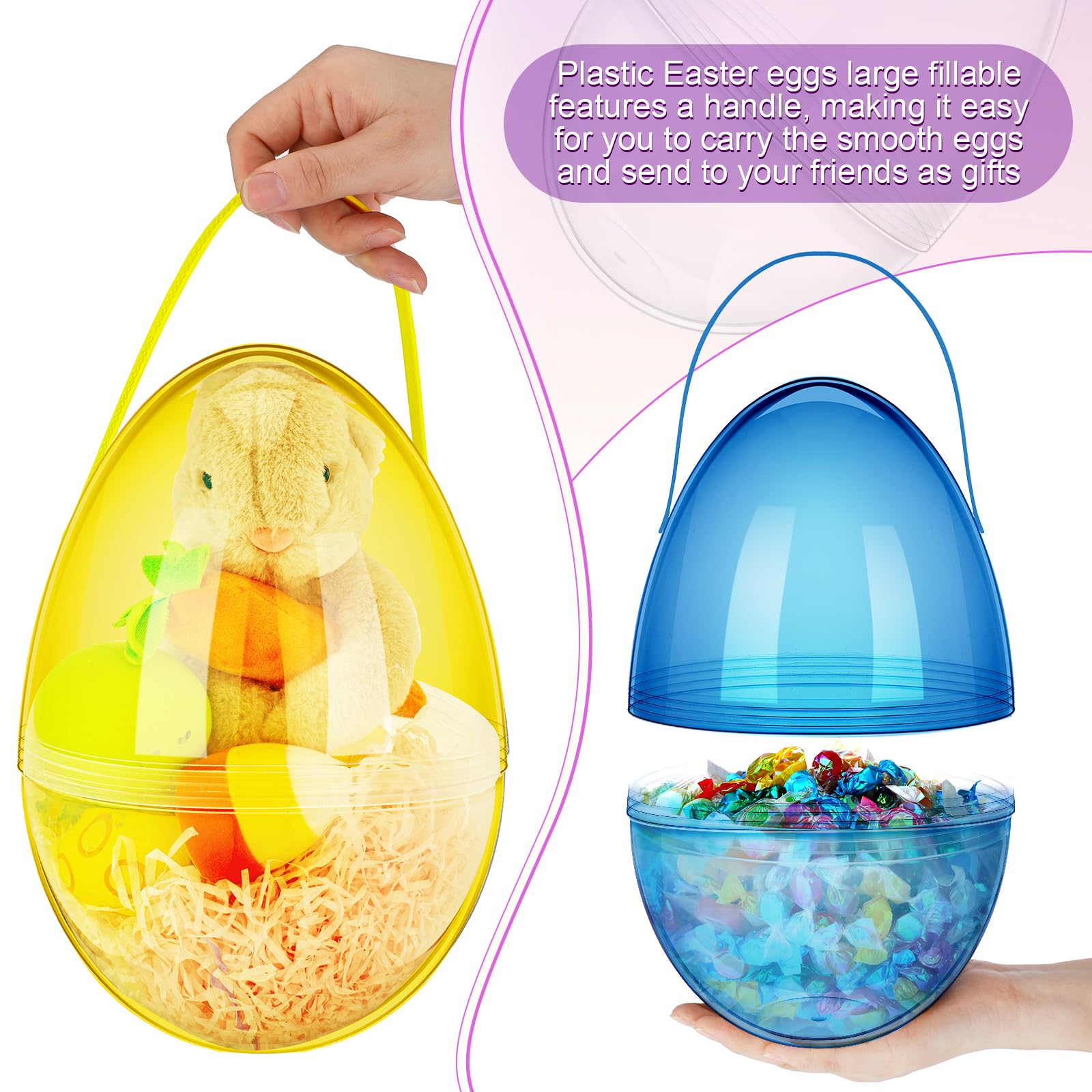Funtery jumbo eggs offer large interiors for candies, toys, or chocolates.