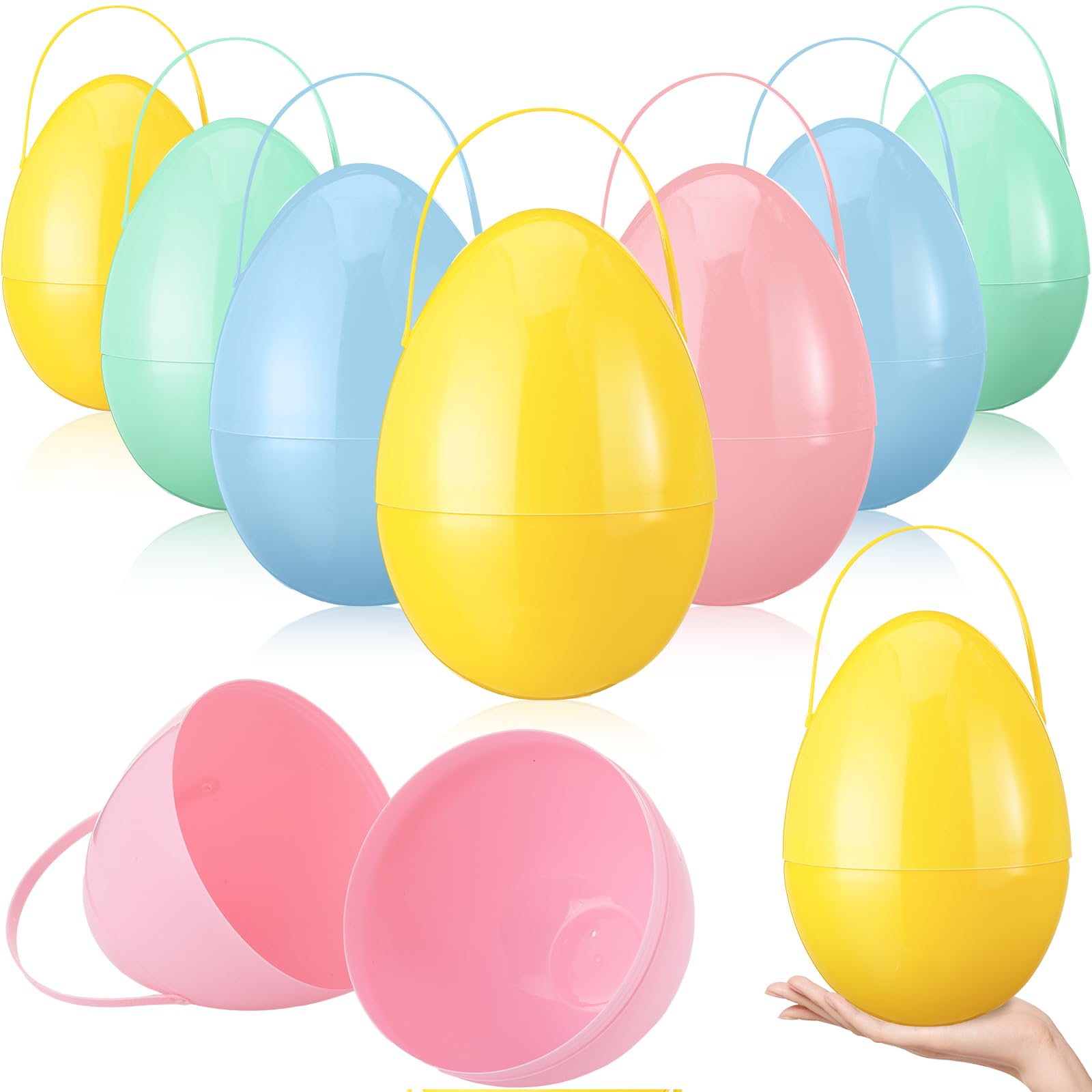 Funtery jumbo Easter egg with handle, closed, easy to carry and display.