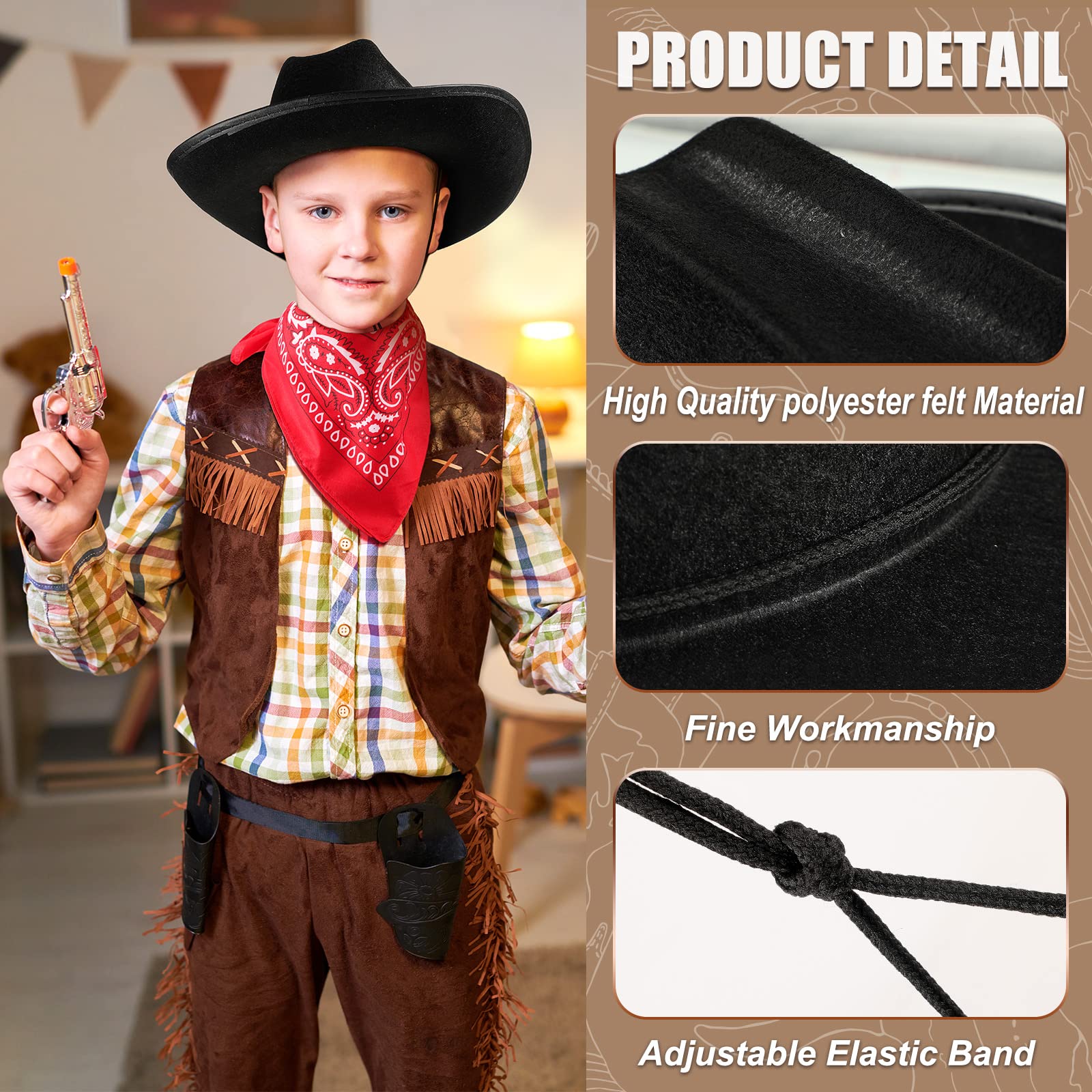 Funtery red bandana paired with hat adds country-themed charm.