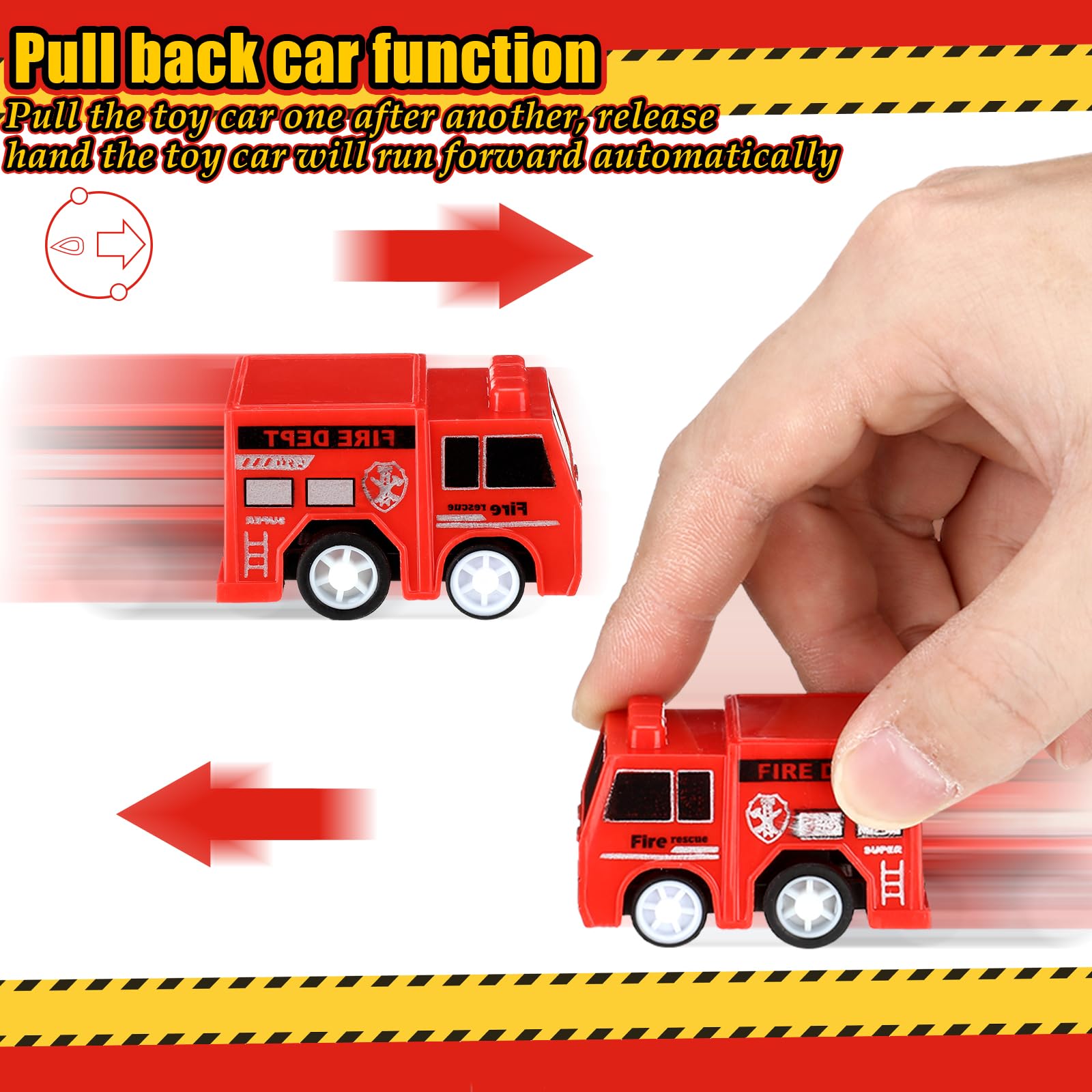 Funtery mini pullback fire truck yellow design for birthday decor