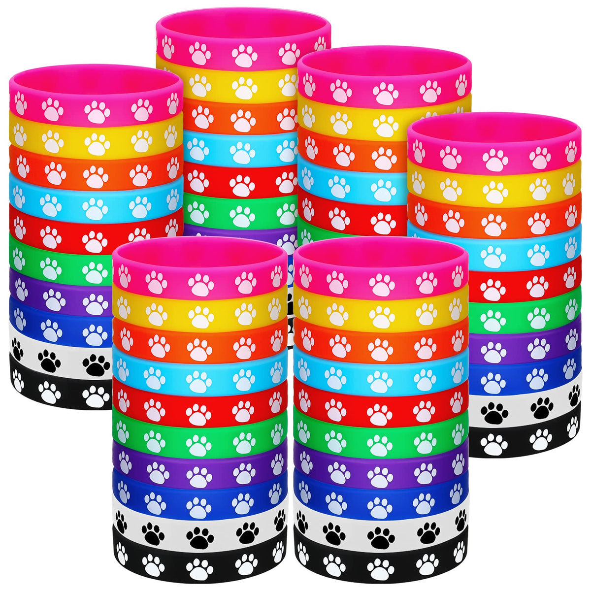 Funtery paw-print rubber bracelet in multicolor for playful party vibes.