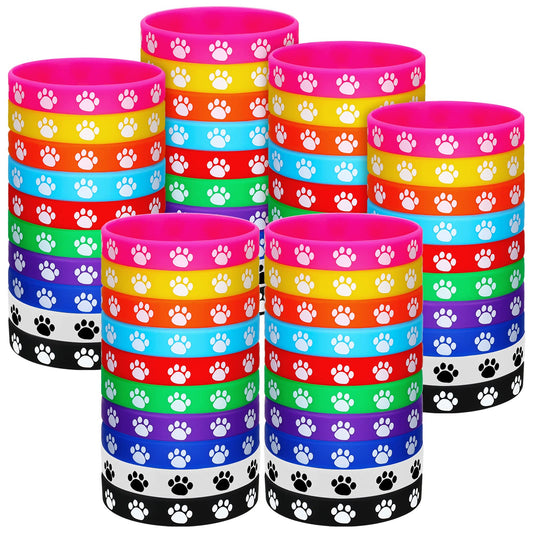 Funtery paw-print rubber bracelet in multicolor for playful party vibes.