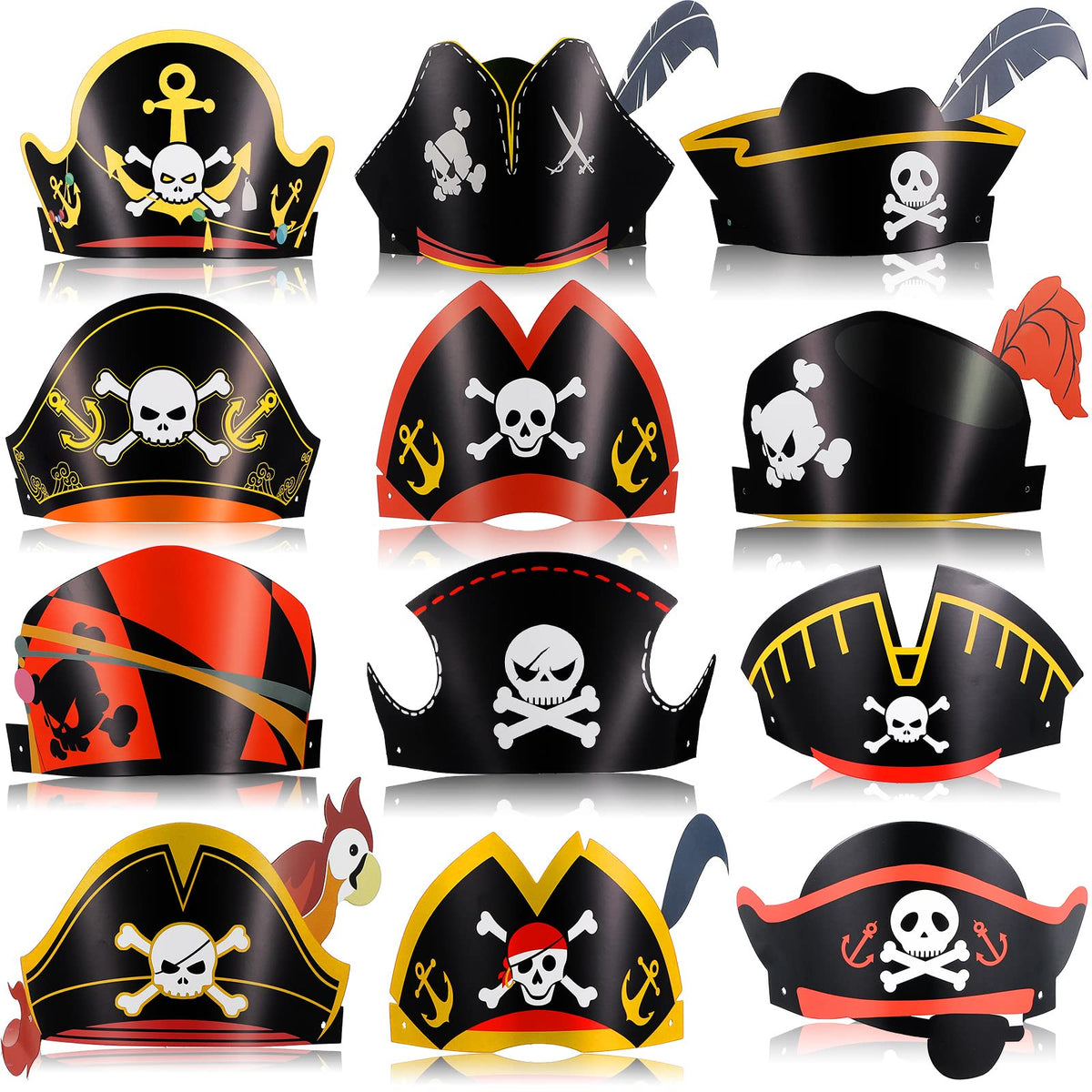 Funtery pirate hat with classic skull design, ideal for Halloween costumes and party photos