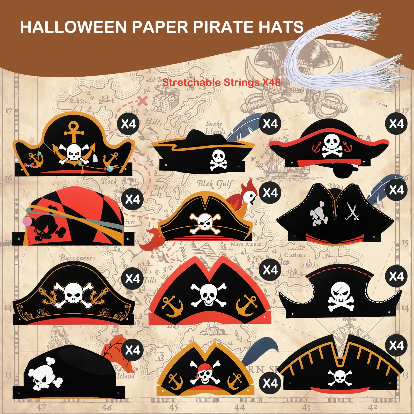 Funtery pirate hat featuring cross knife design for kids and cosplay