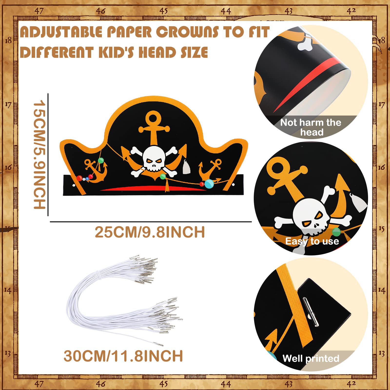 Funtery crossbones pirate hat in bright color, perfect for stages and parties