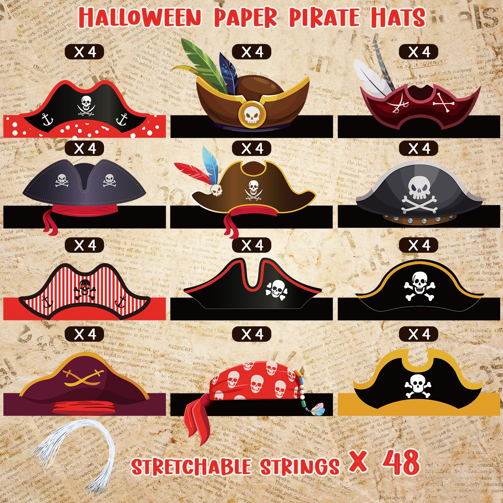 Funtery pirate hat crossbones design enhances group party costumes
