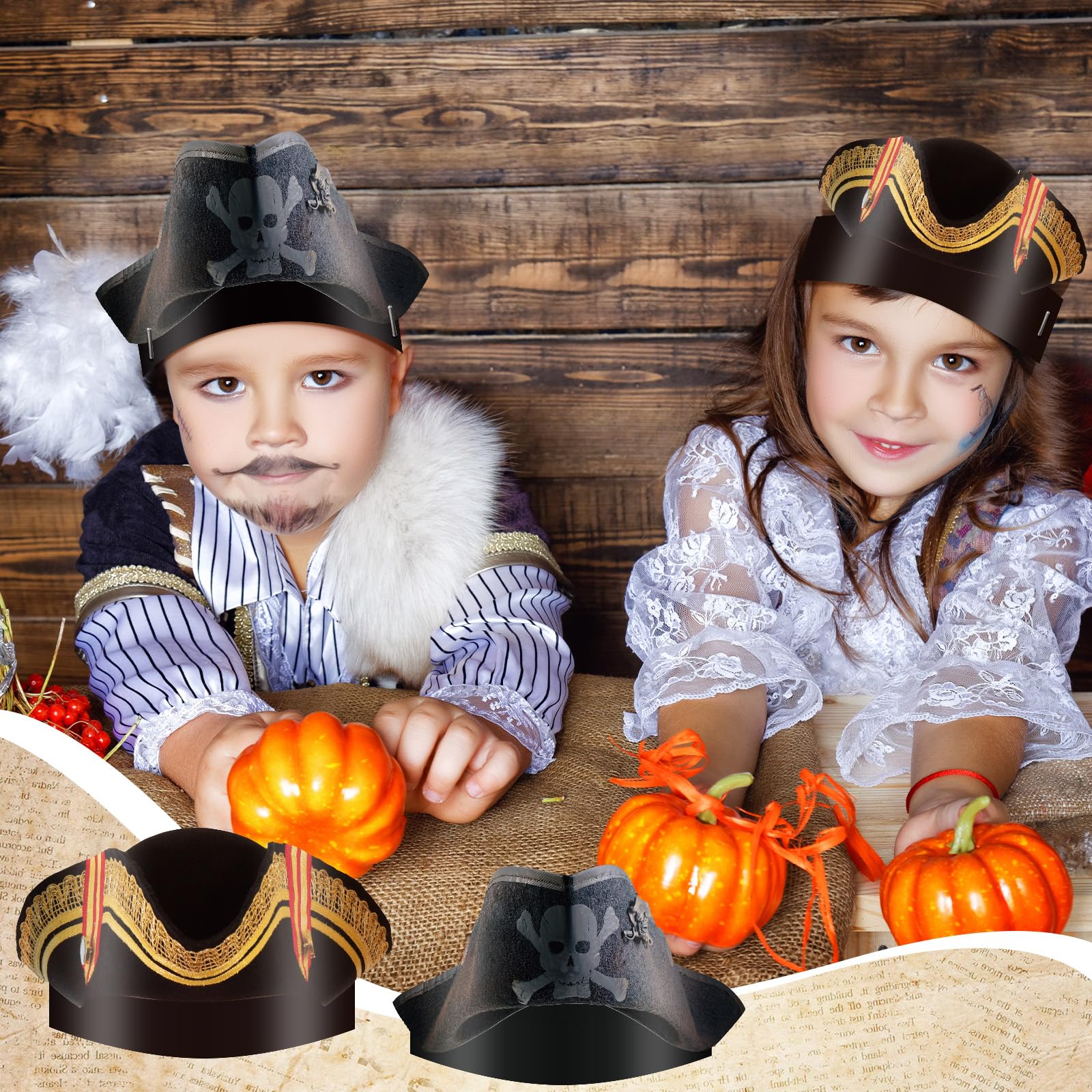 Funtery pirate hat fits kids and adults for group dress-up.
