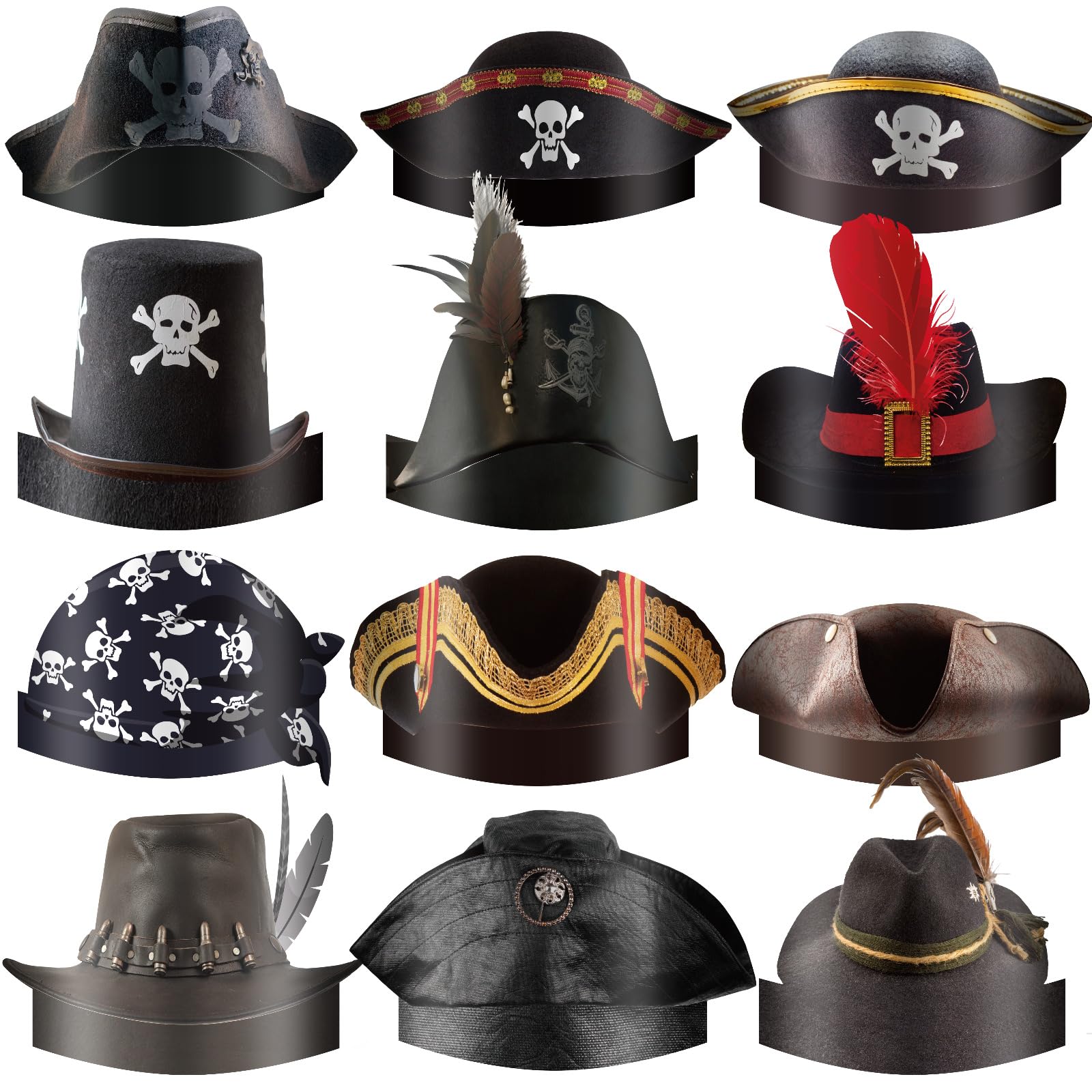 Funtery pirate hat with retro skull design for a bold Halloween look.