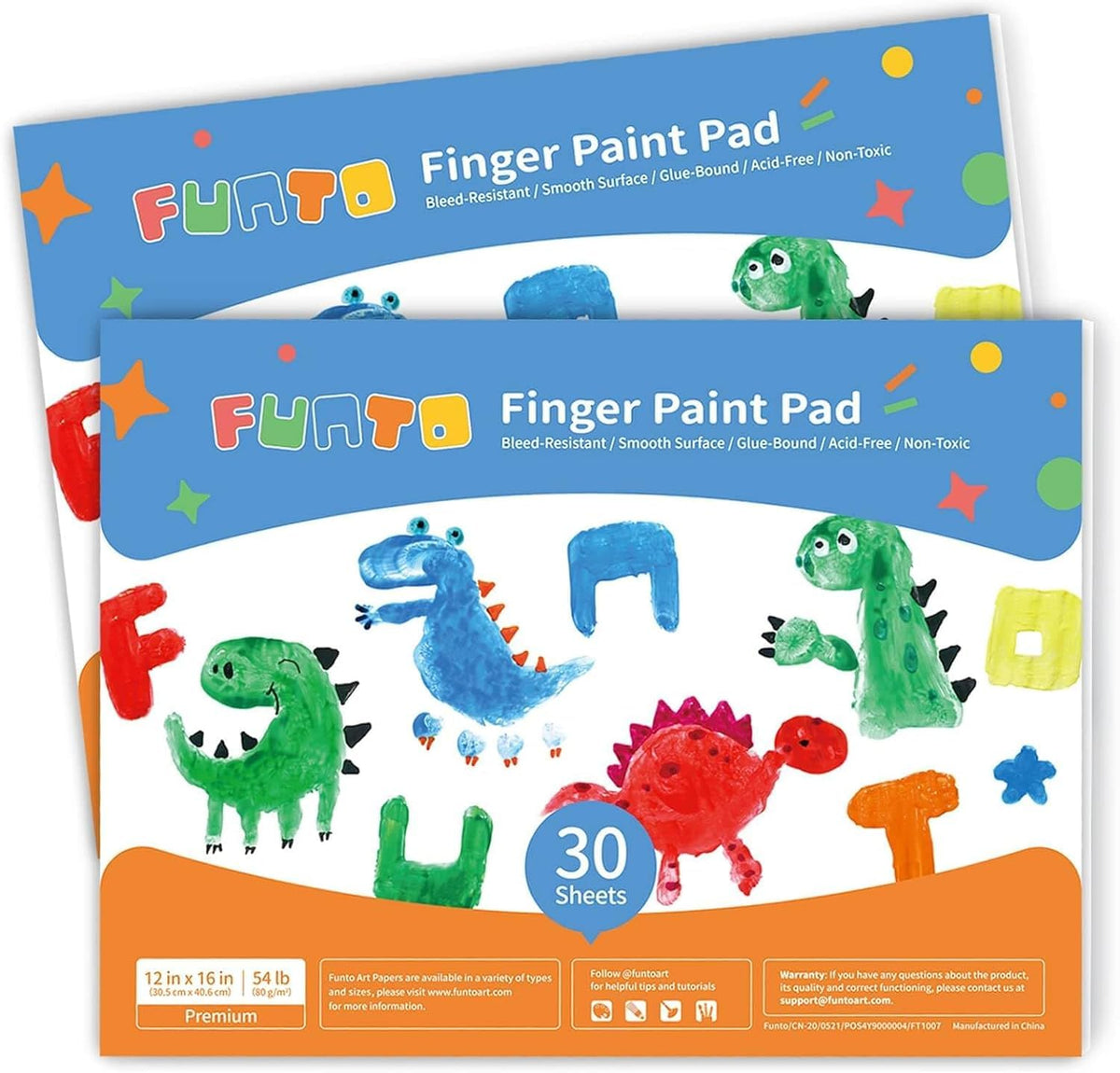 Funto finger paint pad 60 sheets cover, ideal for large art projects.