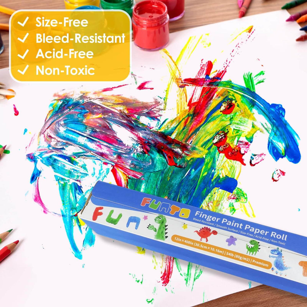 Funto non-toxic finger paint paper roll keeps children safe during creative play.