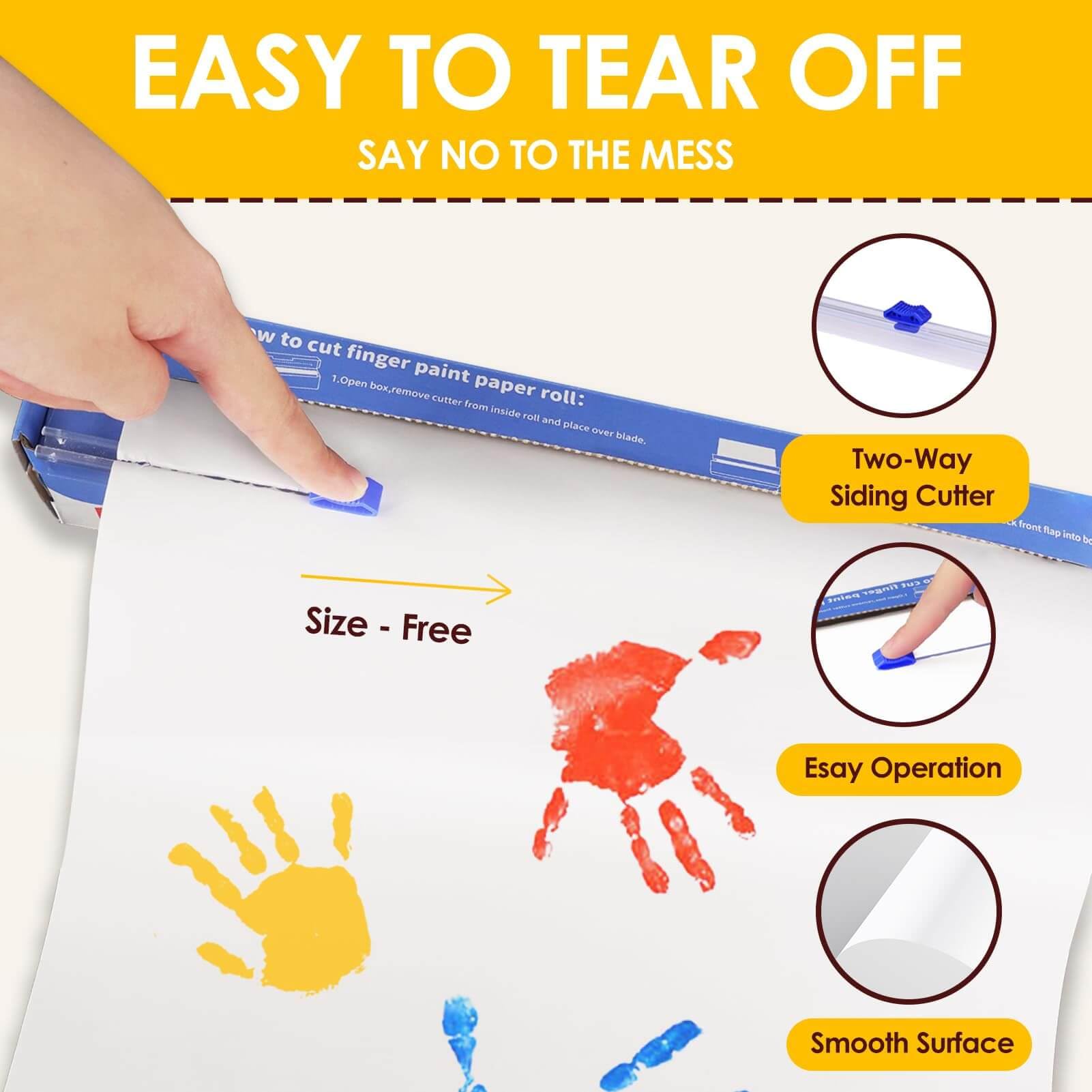 Funto size-free paper roll with slide cutter enables easy trimming to any artwork size.