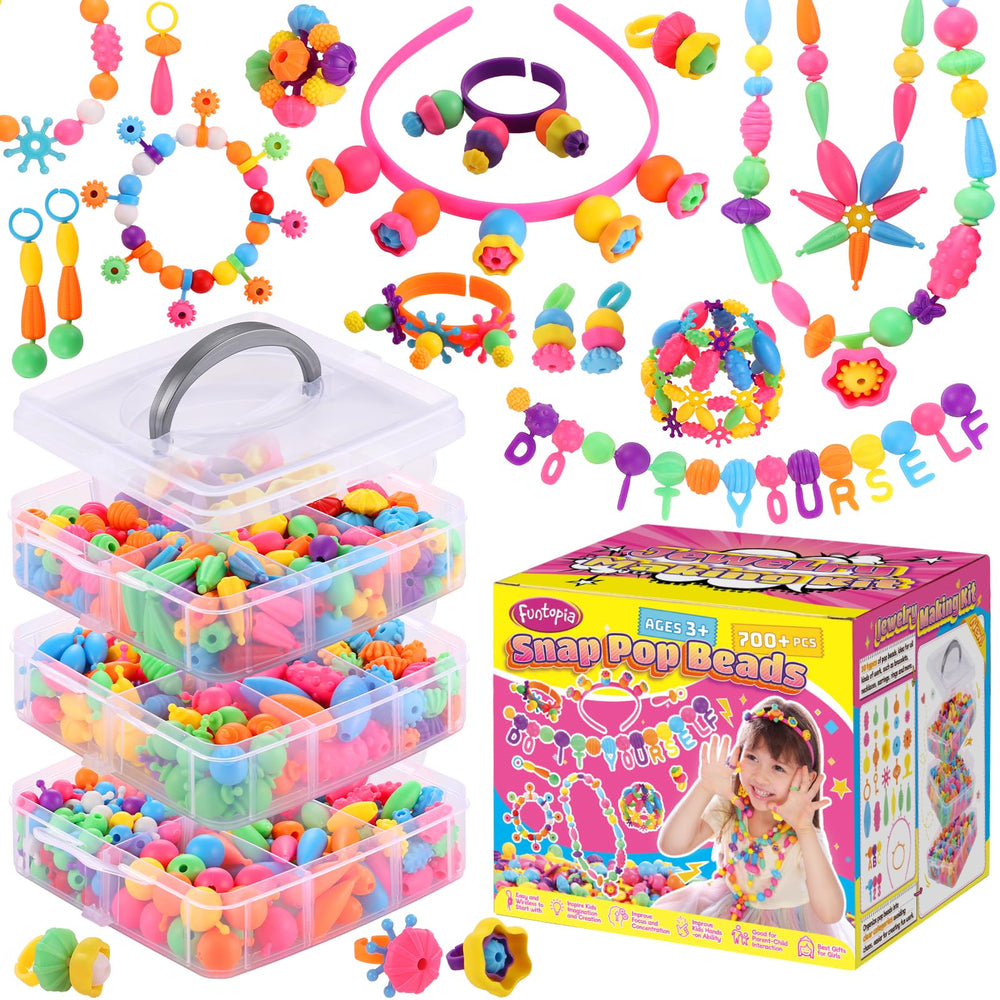 Funtopia Pop Beads 700+ pack for creative kid jewelry projects.