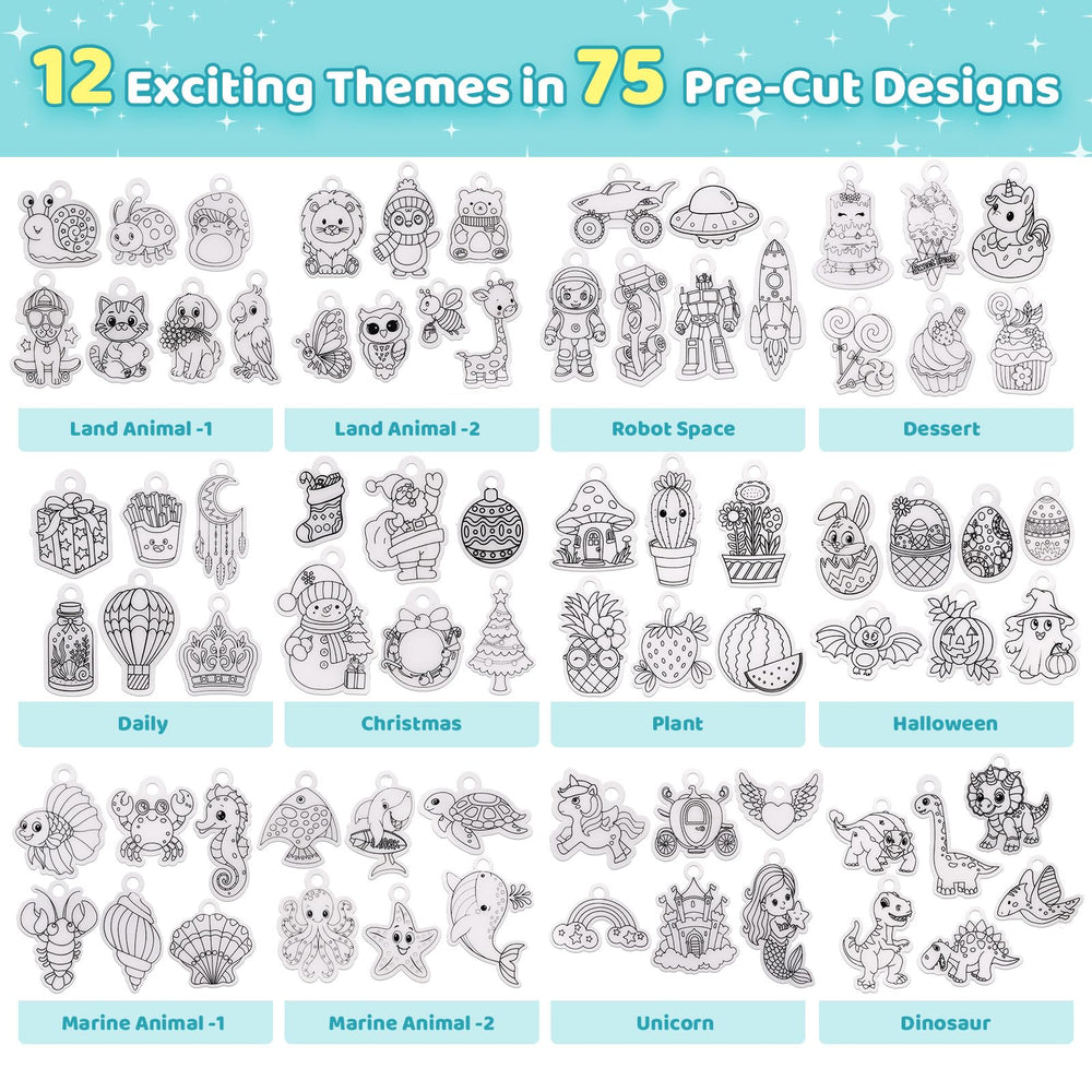 Funtopia shrinking art sheets kit featuring 12 themes to spark creativity
