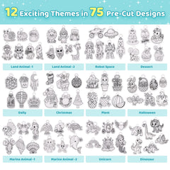 Funtopia shrinking art sheets kit featuring 12 themes to spark creativity