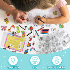 Funtopia shrinking art sheets kit with 75 pre-cut designs ready to color