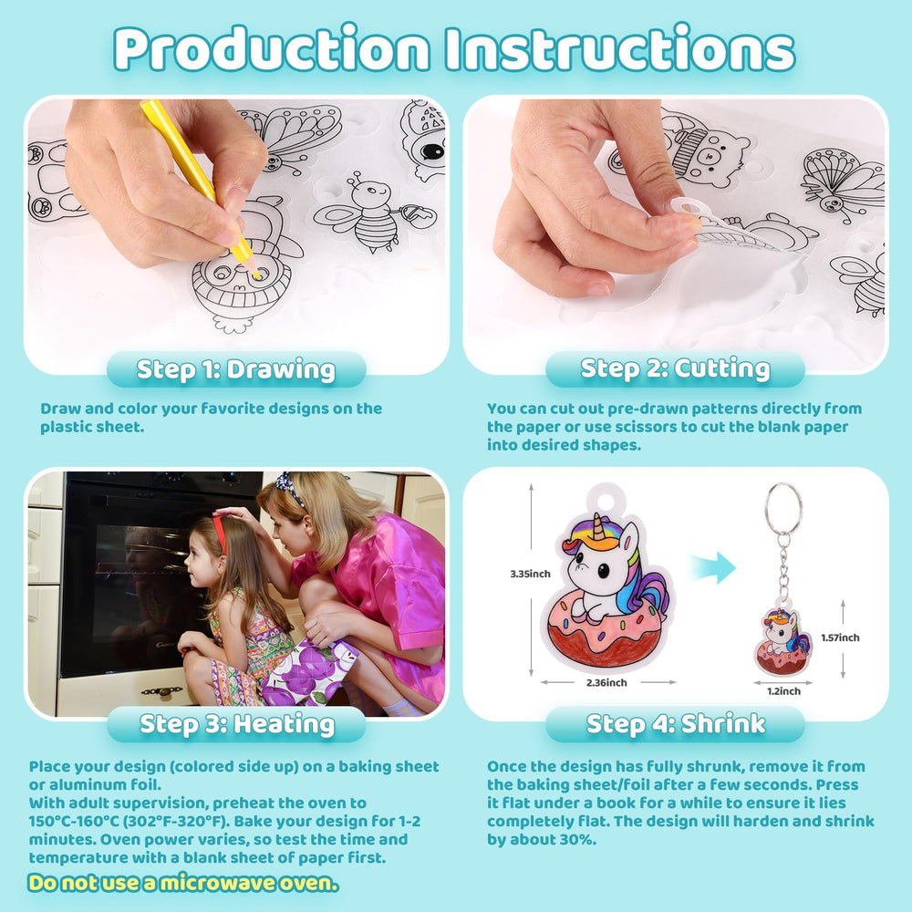 Funtopia shrinking art sheets kit color process and coloring activity