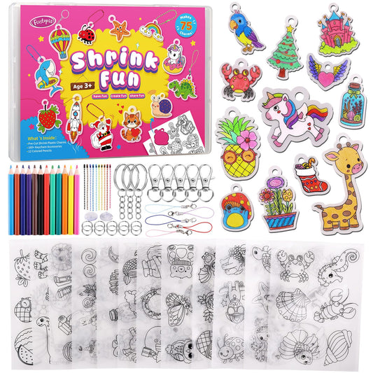 Funtopia shrinking art sheets kit packaging shot for easy family crafting