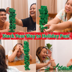 Funwares Santa’s Stack-Up tumbling tower in play during a game