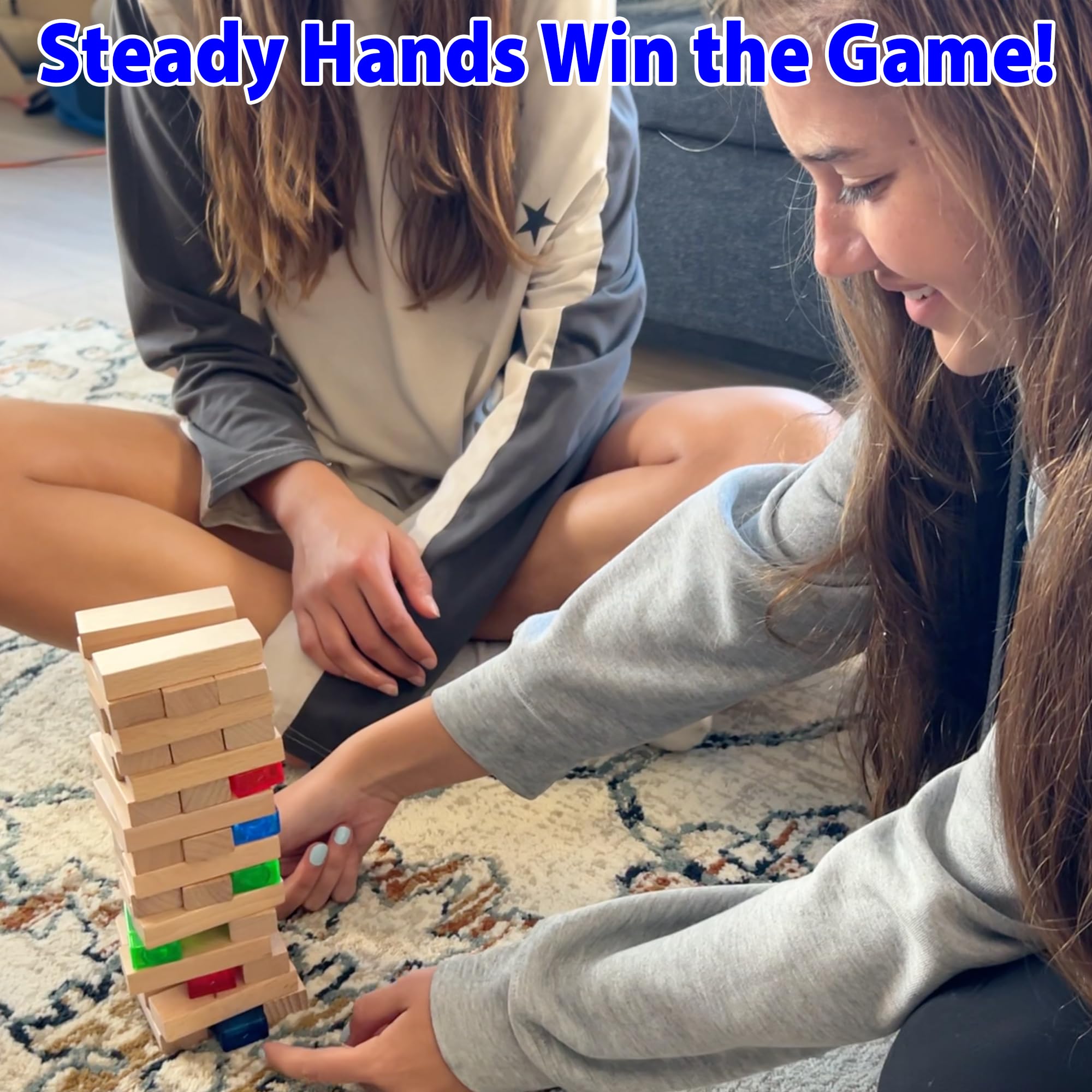Family game night setup featuring Funwares Stack Attack on the table
