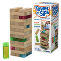 Funwares Stack Attack wooden blocks stacked into a tall tower for family play