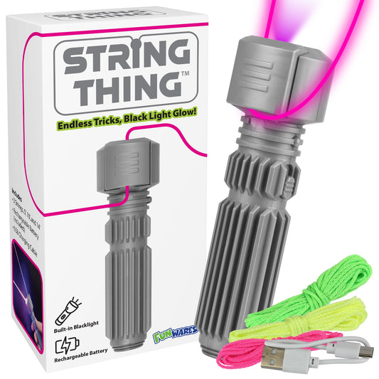 Funwares String Thing glow-lasso demonstrates luminous tricks for party entertainment