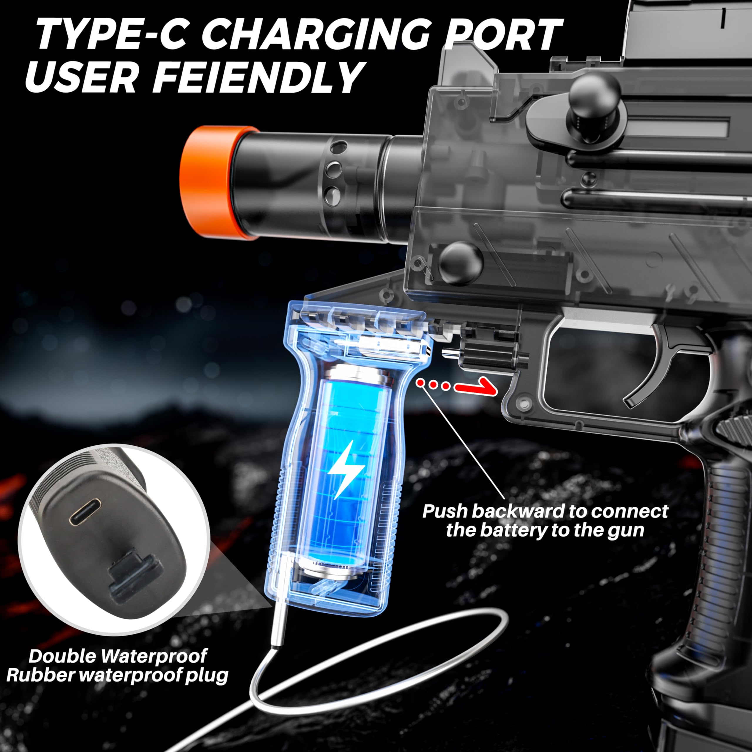 Funwee high-capacity battery water gun delivers longer playtime per session.