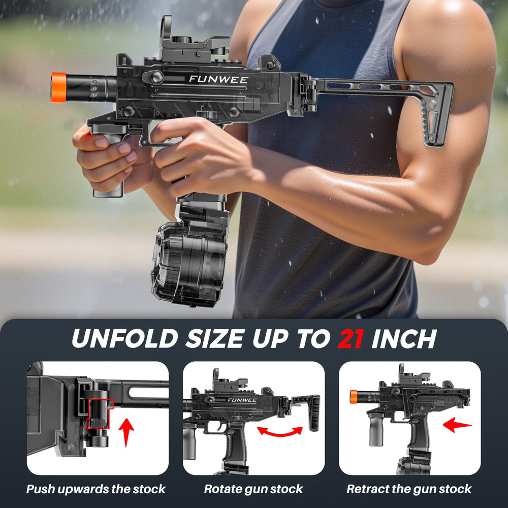 Funwee long-range water blast reaches distant targets with accuracy.