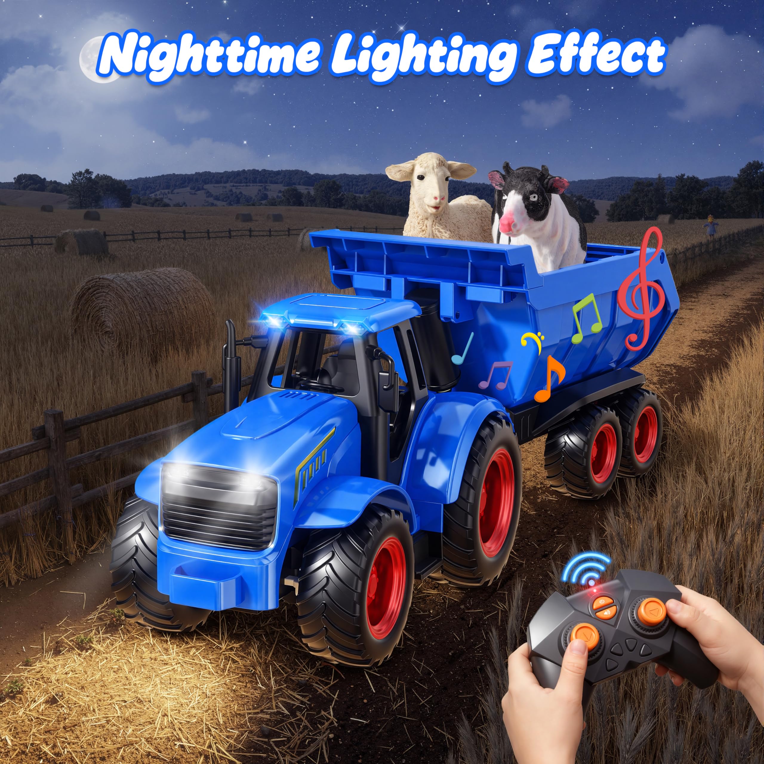 Funwee RC tractor remote control setup shows responsive 2.4GHz play