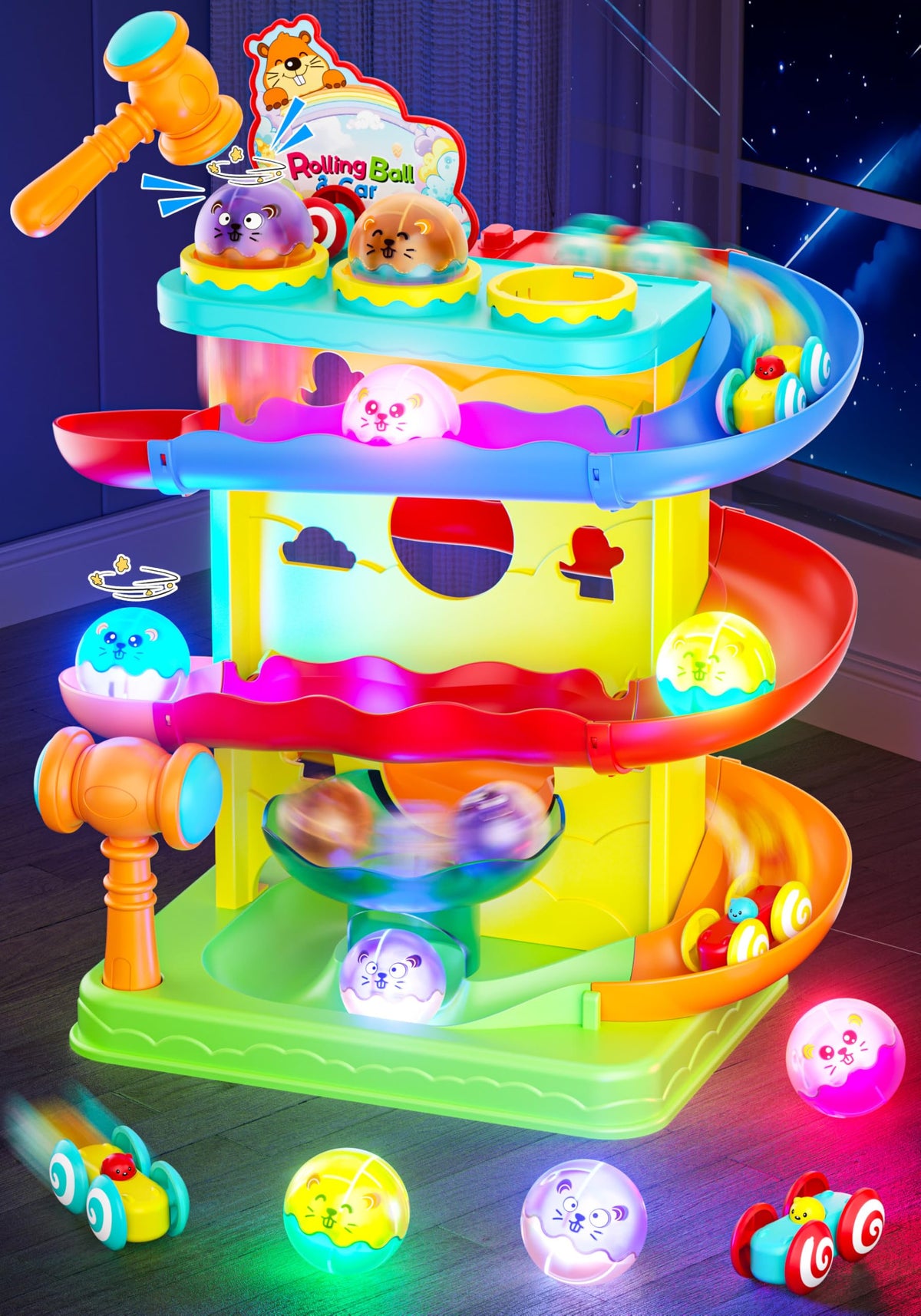 Funwee rolling-ball-lights: engaging sensory play with illuminated paths.