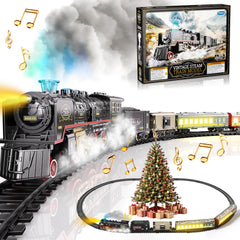 Funwee train set with glowing passenger carriages illuminating nighttime journeys