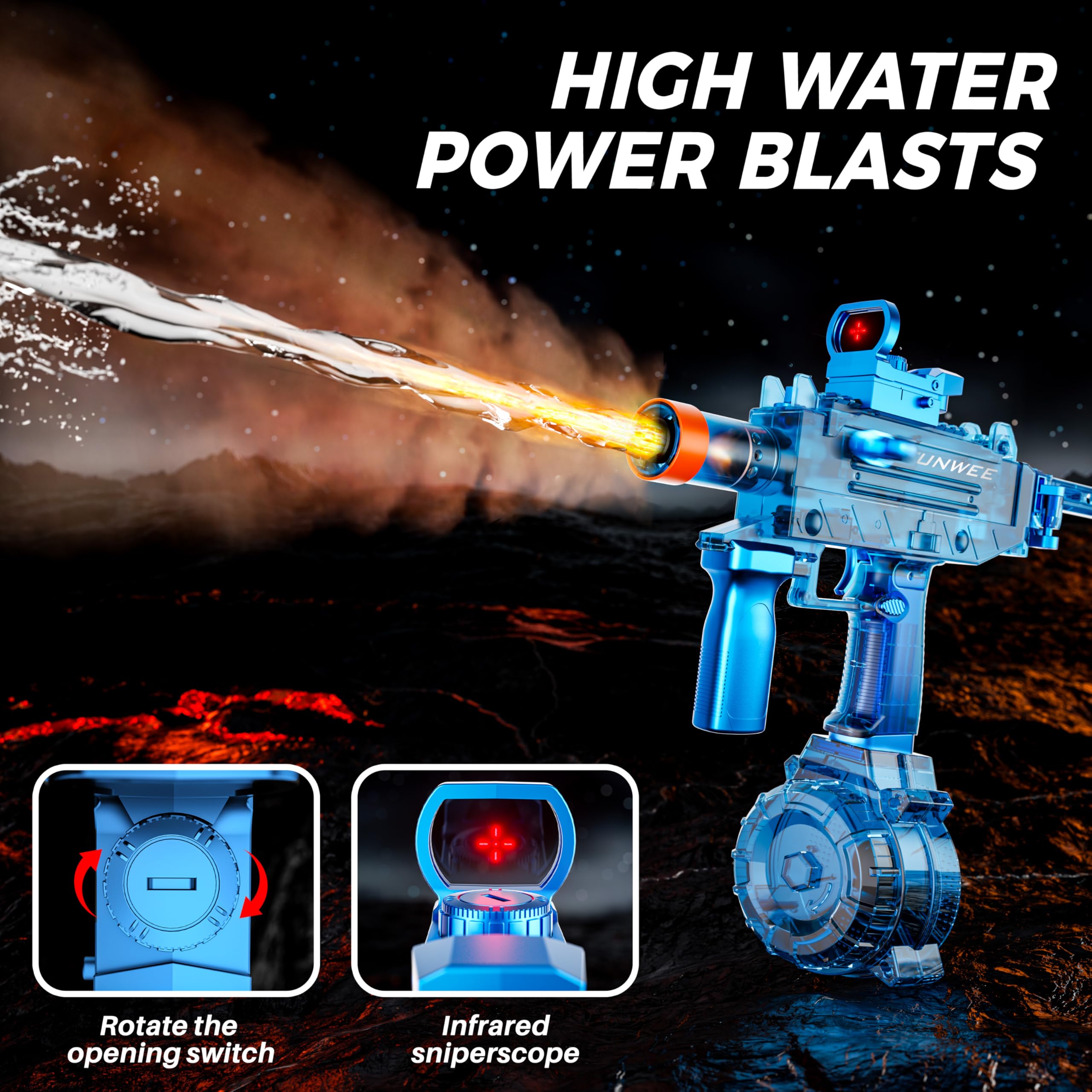 Funwee 500cc tank visible for extended play sessions