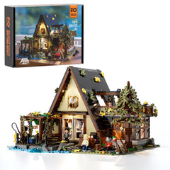 FUNWHOLE A-Frame Cabin Lighting Set with 2061 bricks for a warm, display-ready scene