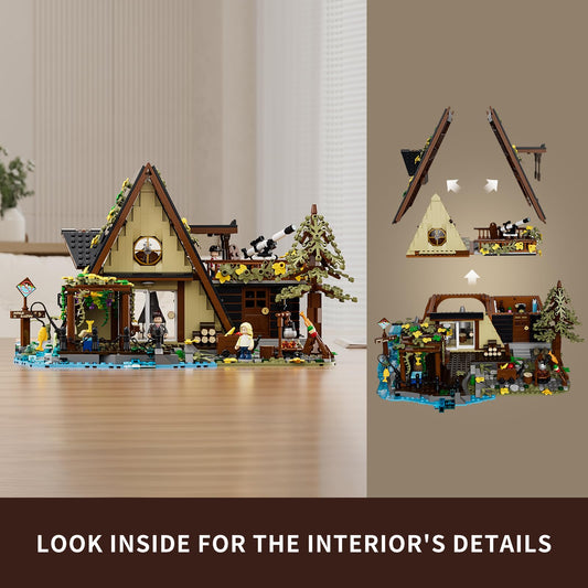 FUNWHOLE A-Frame round window above bed detail creates a charming focal point
