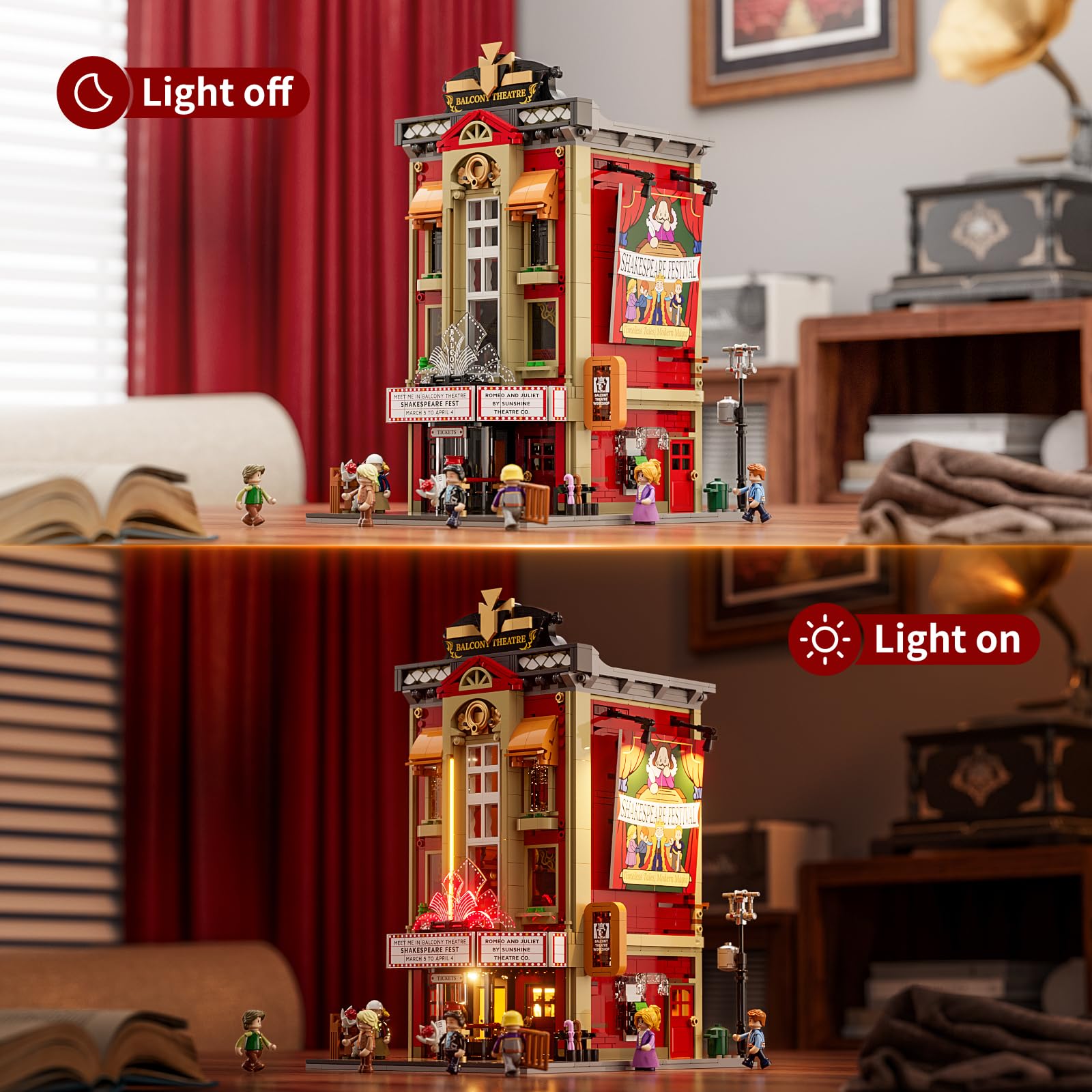 FUNWHOLE Balcony-Theatre mini-figures bring scenes to life with expressive faces.