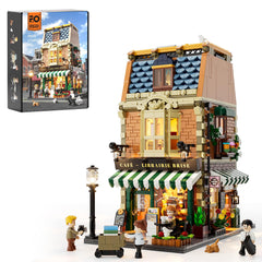 Funwhole Book-Cafe exterior lamps illuminate the miniature town display