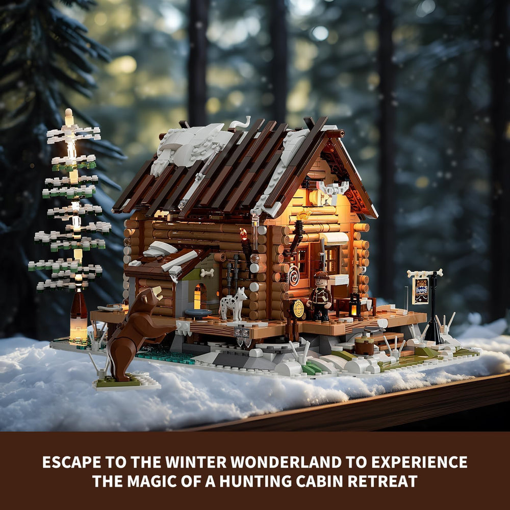 FUNWHOLE brown bear figure complements rustic cabin design and play scenarios.